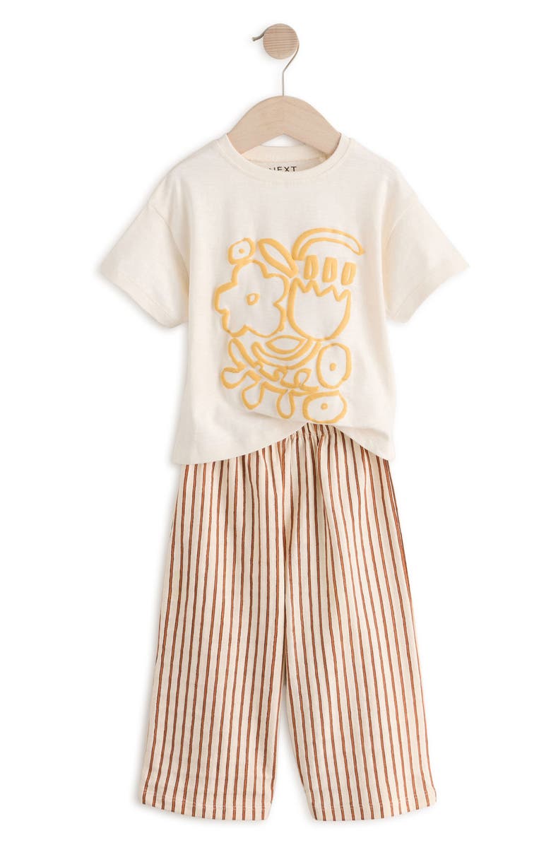 NEXT Kids' Floral Cotton Graphic T-Shirt & Stripe Pants Set, Main, color, 