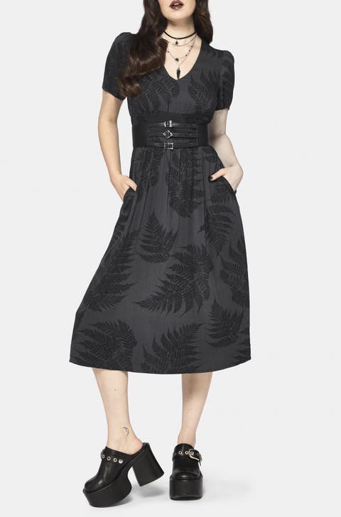 Ruin Fern Printed Midi Dress