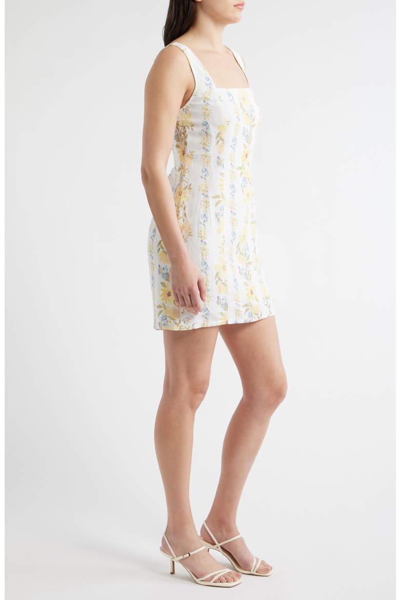 Floral Smock Back Linen Blend Minidress, Alternate, color, WILDFLOWER