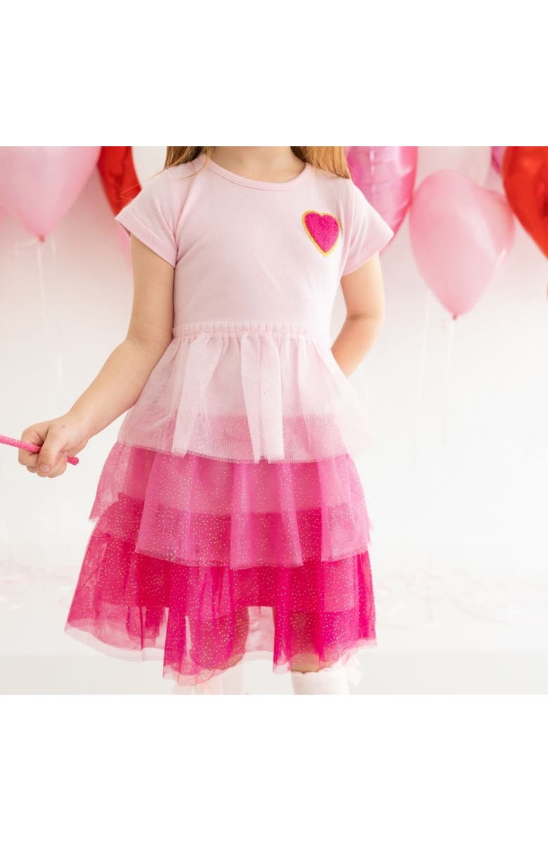 Sweet Wink Pink Petal Valentine's Day Short Sleeve Tutu Dress, Alternate, color,