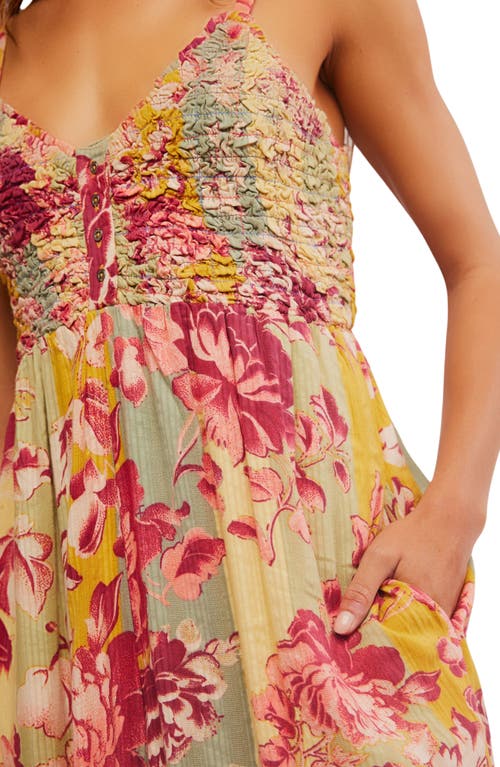 Free People Melrose Smocked Wide Leg Jumpsuit In Warm Combo