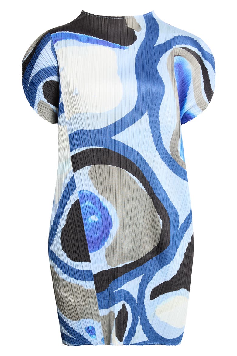 Roll Pleated Dress, Main, color, LIGHT BLUE