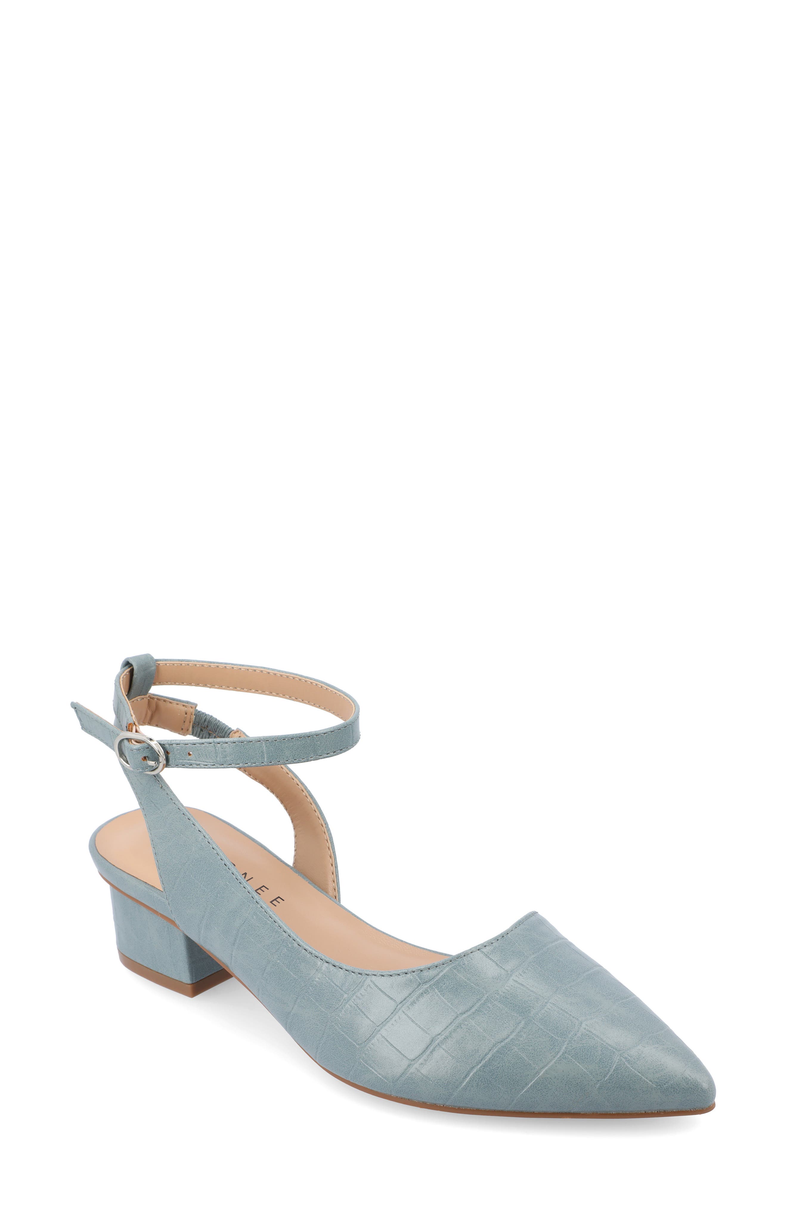 Keefa Croc Embossed Pointed Toe Pump, Main, color, BLUE