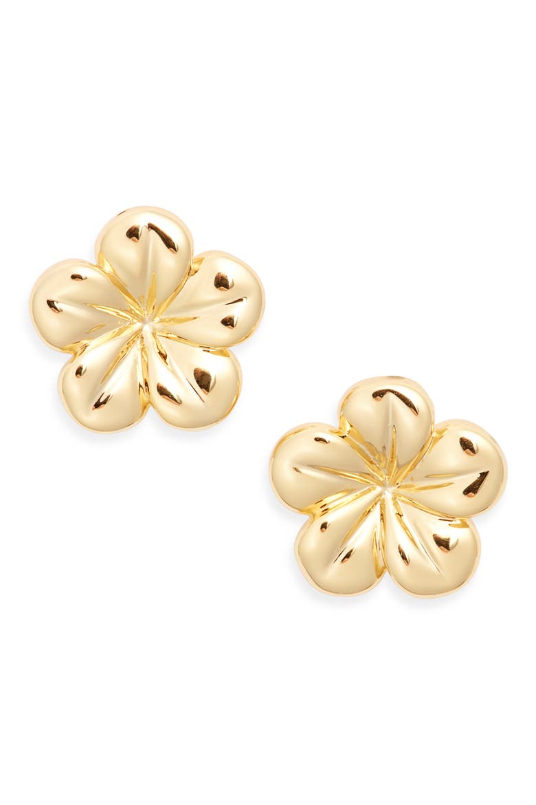 Melia Plumeria Stud Earrings, Main, color, GOLD