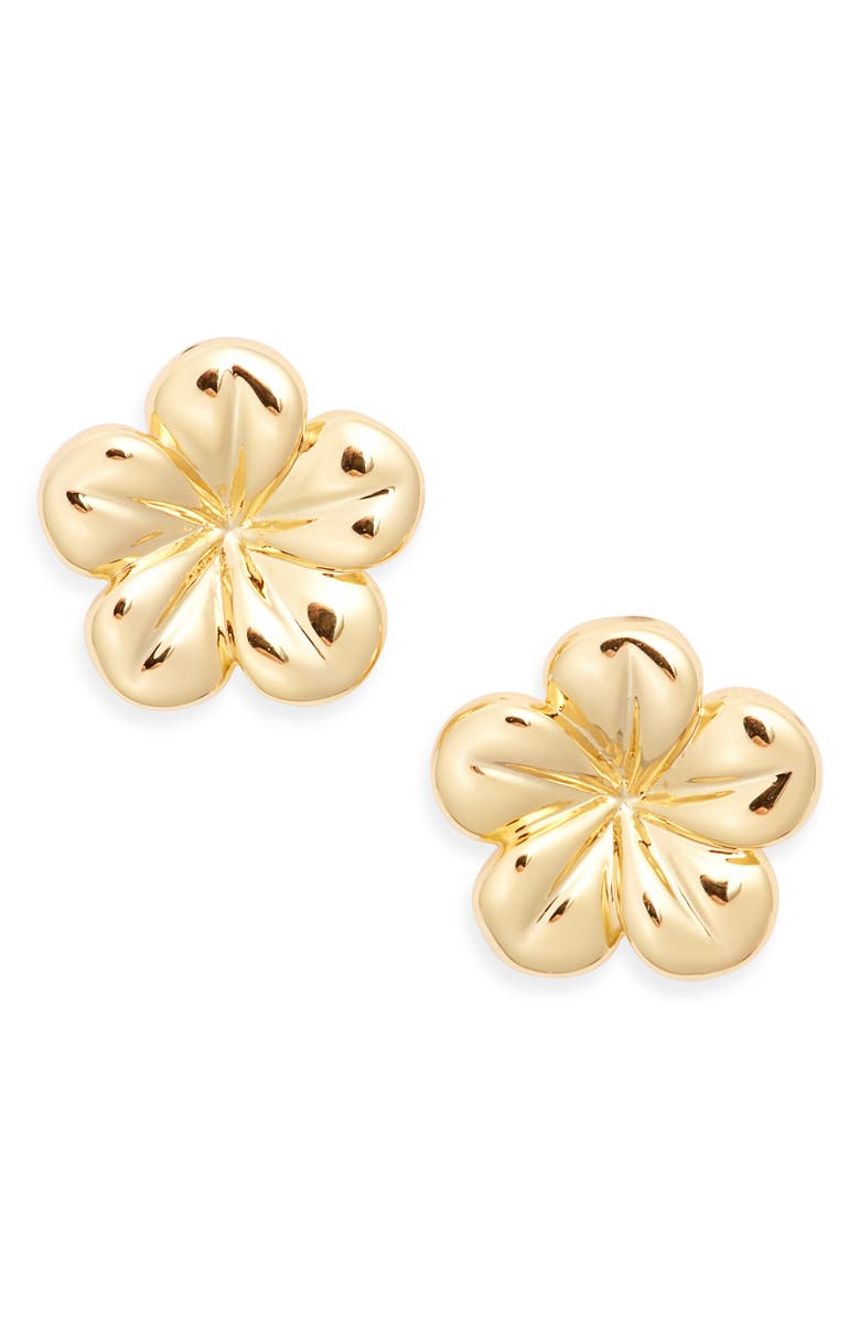 Kiara by Ki-Ele Melia Plumeria Stud Earrings, Main, color, Gold