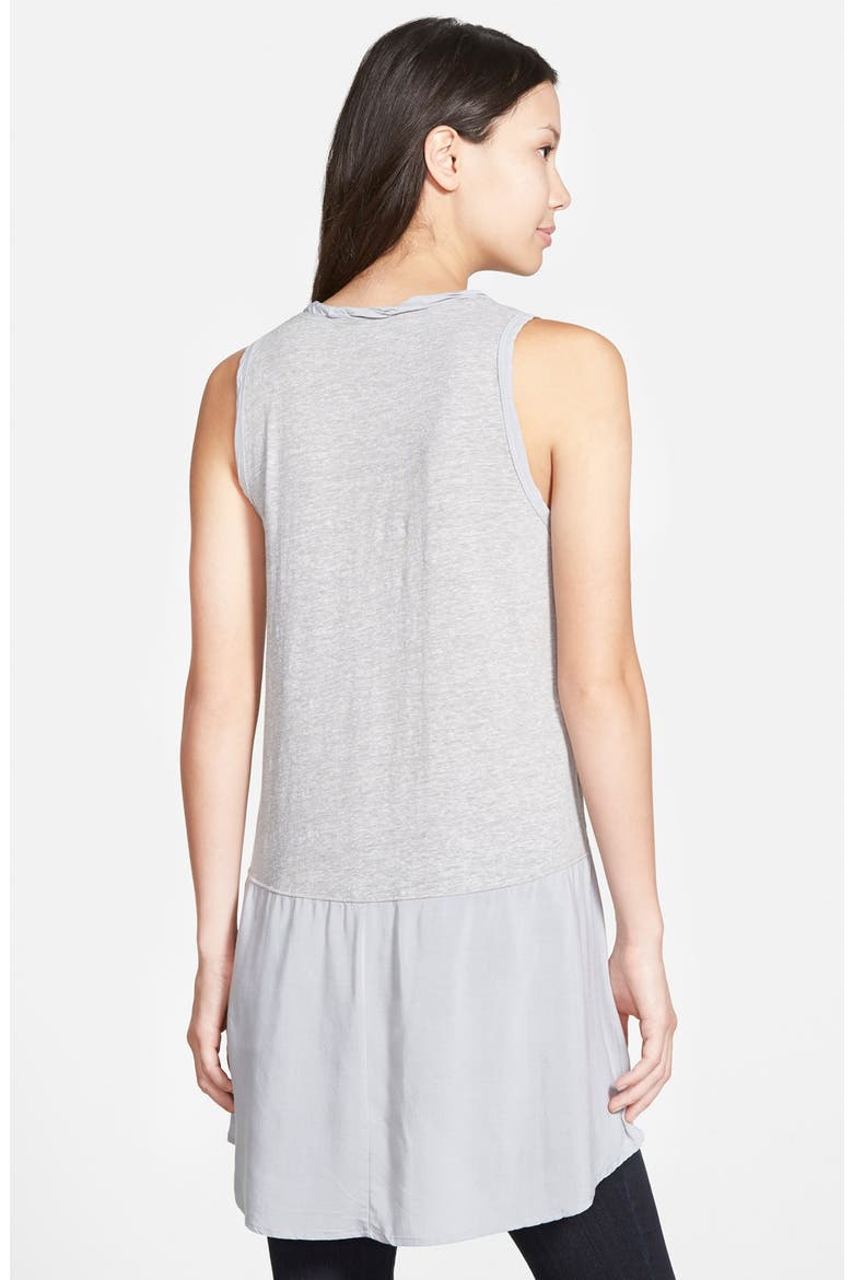 Sleeveless Knit Tank with Woven High/Low Hem, Alternate, color, HEATHER GREY