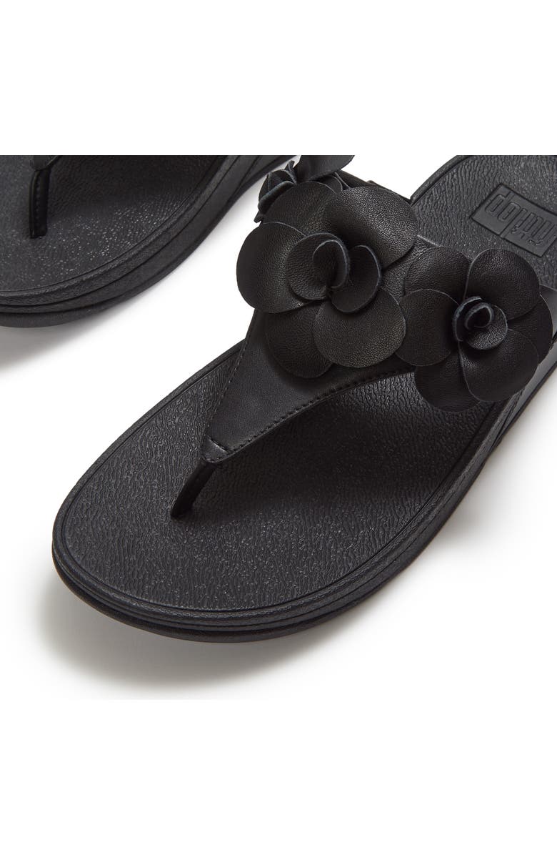 FitFlop Lulu Flower Toe-Post Sandals, Alternate, color, Black