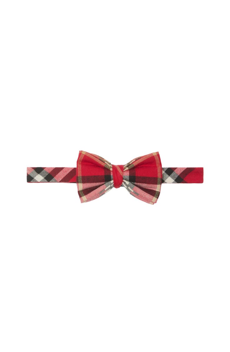 Burberry Check Cotton Flannel Bow Tie, Main, color, Poppy Red