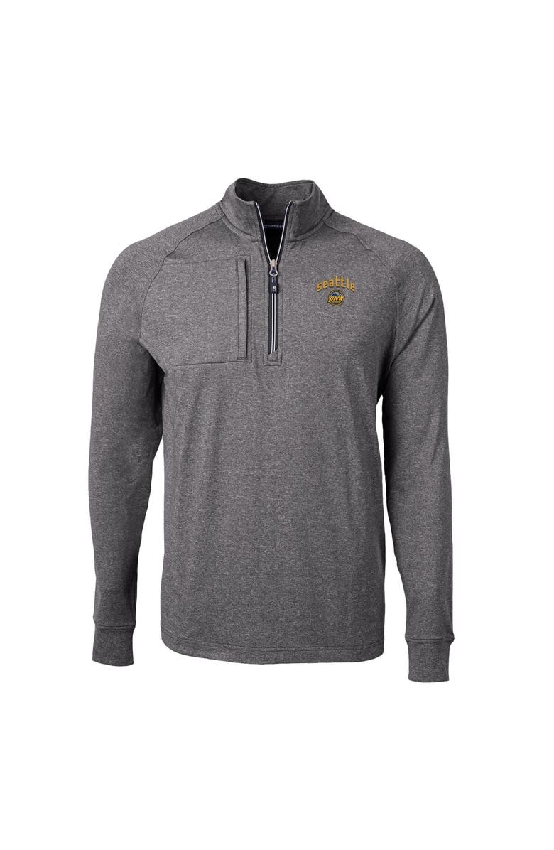 Cutter & Buck Men's Cutter & Buck Heather Black Seattle Mariners City Connect Big & Tall Adapt Eco Knit Heather Quarter-Zip Pullover Top, Alternate, color, 