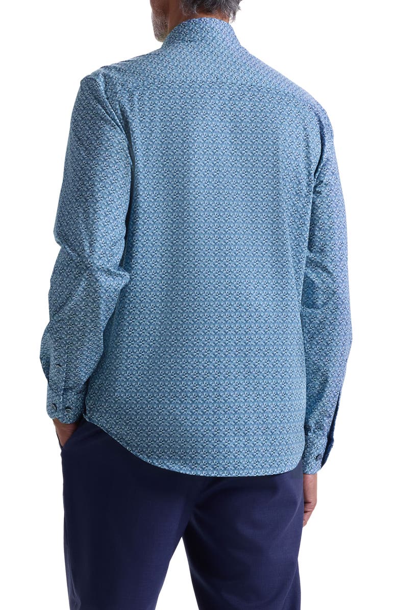 Bugatchi James OoohCotton<sup>®</sup> Optical Illusion Print Button-Up Shirt, Alternate, color, Teal