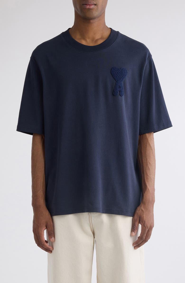 AMI PARIS Ami de Coeur Monogram Patch, Main, color, 4011 Navy Blue/4011