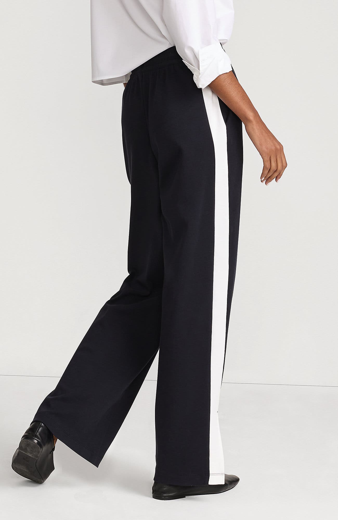 Knit High Rise Relaxed Straight Leg Side Stripe Pants - image 2
