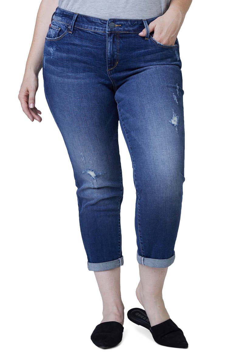 Distressed Crop Boyfriend Jeans, Main, color, MARINA