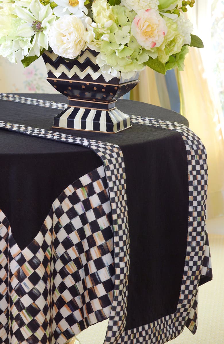 MACKENZIE CHILDS Courtly Check Table Runner, Alternate, color, Black/ White