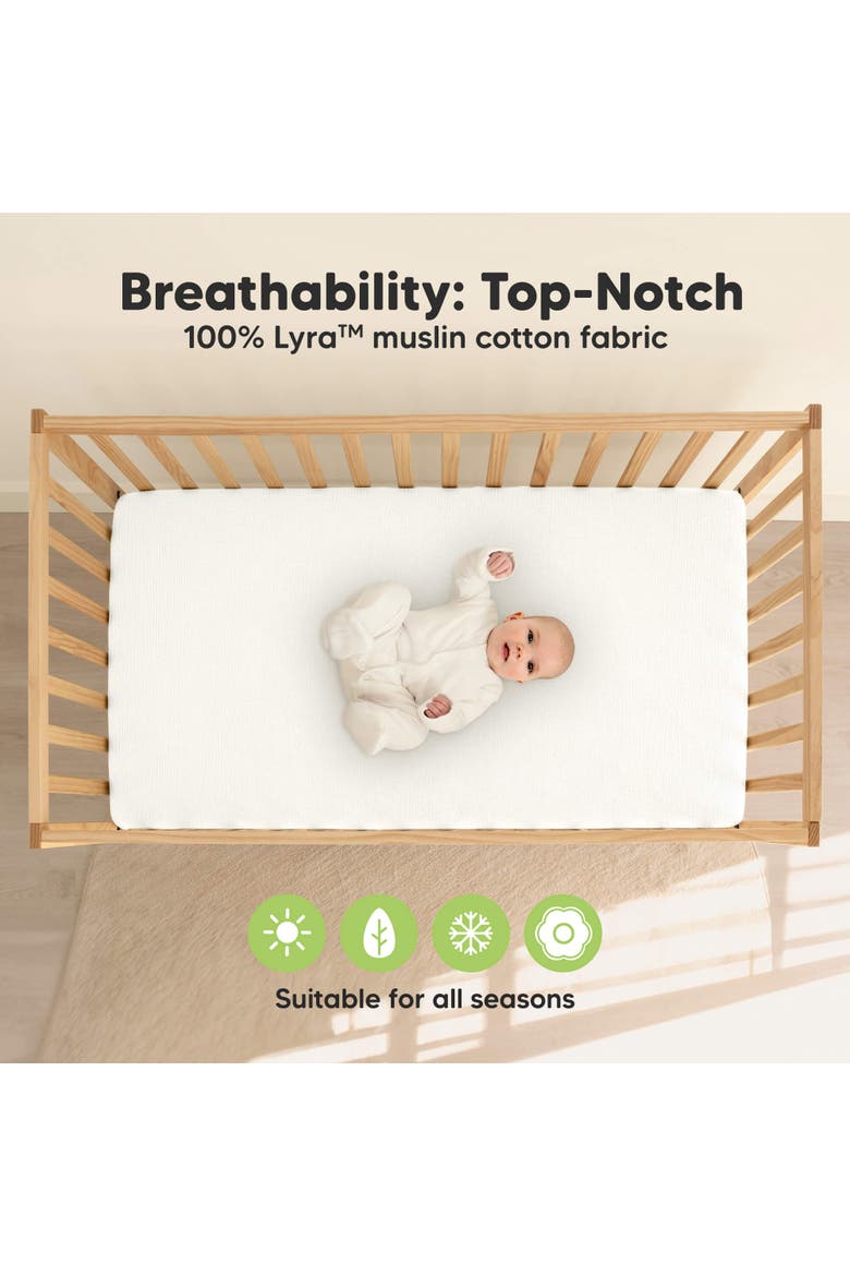 2-Pack Lyra Muslin Crib Sheets, Alternate, color, Soft White