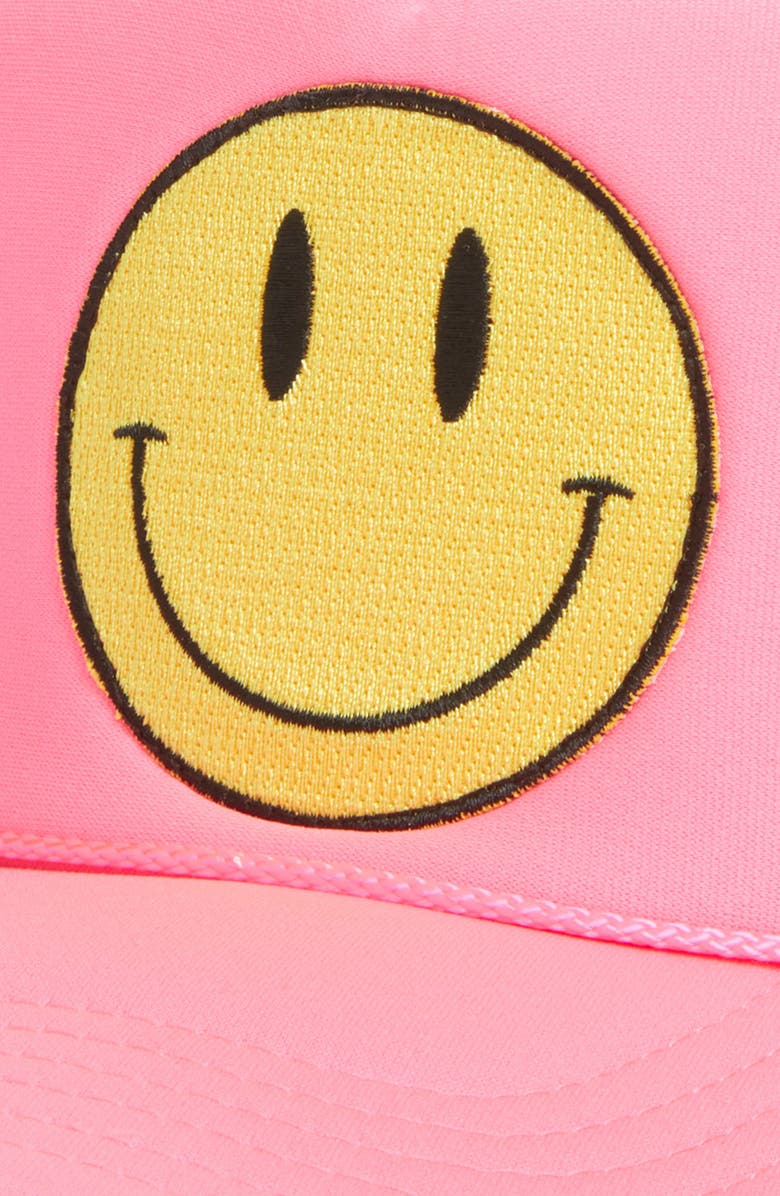 Friday Feelin’ Smile Patch Trucker Hat, Alternate, color, Pink