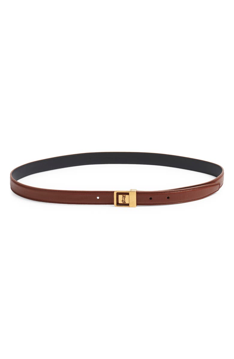 Saint Laurent La 66 Buckle Leather Belt, Main, color, 