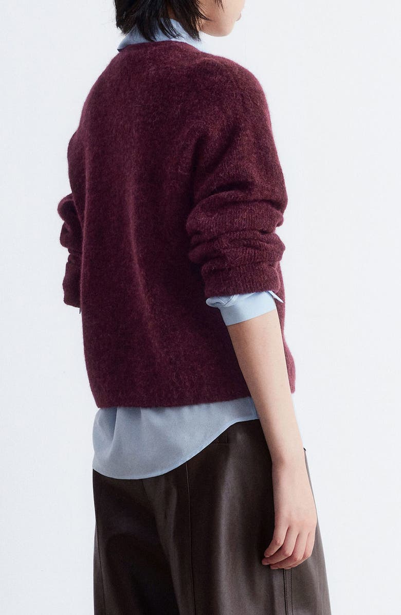 & Other Stories Wool & Alpaca Blend Rib Cardigan, Alternate, color, Red Dark