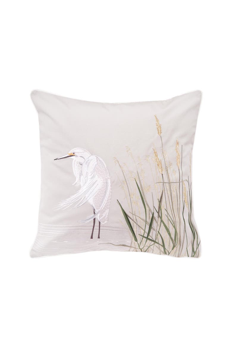 White Egret Pillow-Grey Left, Main, color, Green