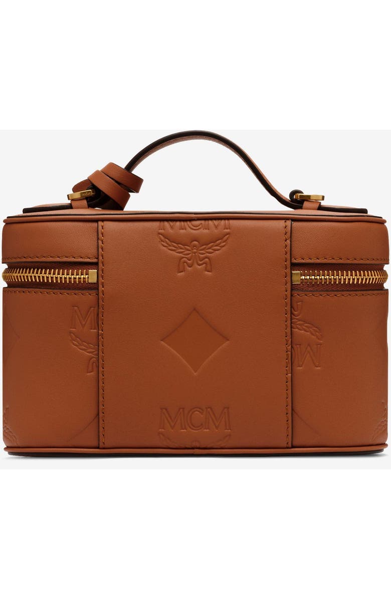 MCM Mini Aren Vanity Case in Maxi Monogram Leather, Alternate, color, Mocha Bisque