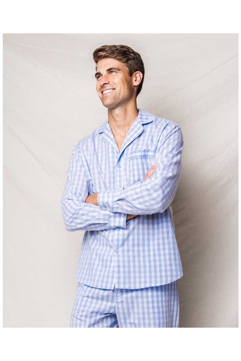Gingham Cotton Pajama Set, Alternate, color, BLUE