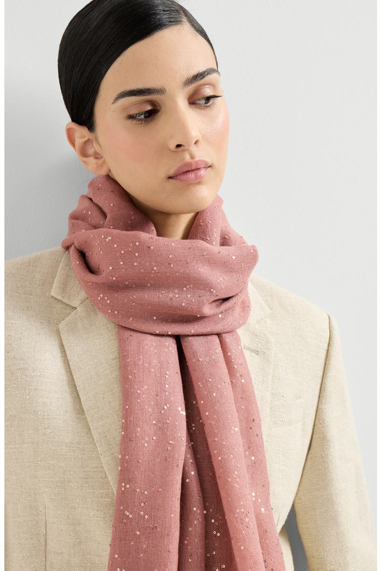 Cashmere and silk Diamond yarn scarf, Alternate, color, Pink