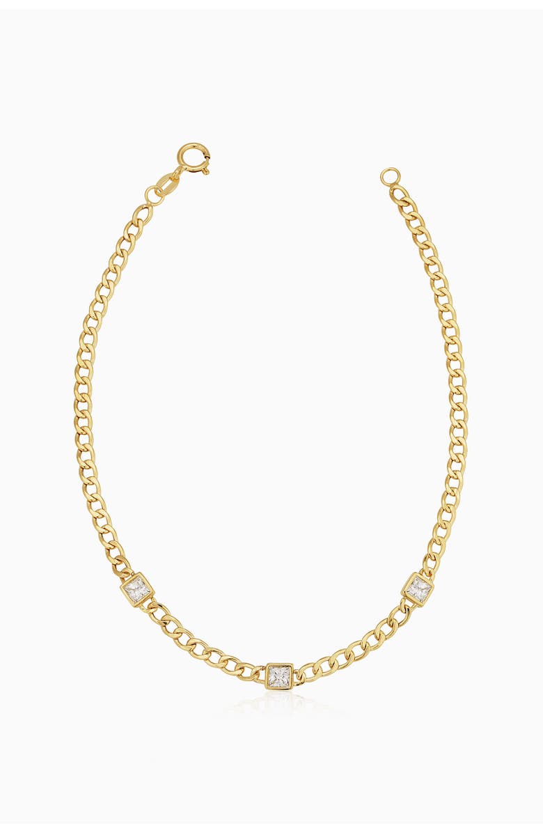 Oradina 14K Gold Dazzle Me Curb Bracelet, Main, color, Gold - White Zirconia