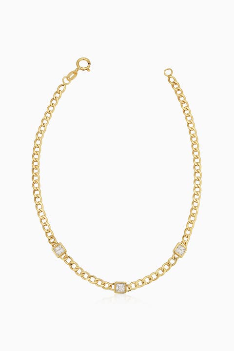 14K Gold Dazzle Me Curb Bracelet