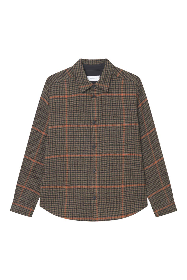 Kody Houndstooth Wool Blend Overshirt, Alternate, color, TEAK