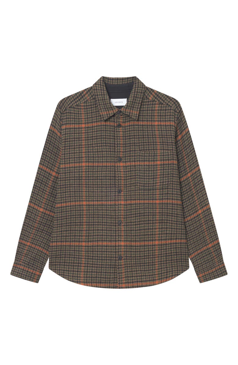 Les Deux Kody Houndstooth Wool Blend Overshirt, Alternate, color, Teak
