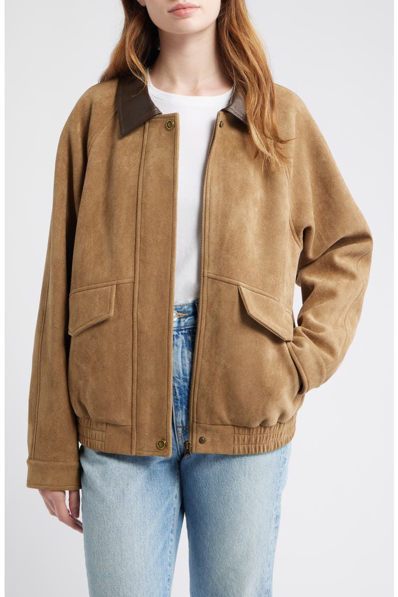 Faux Suede Chore Coat, Main, color, CHESTNUT