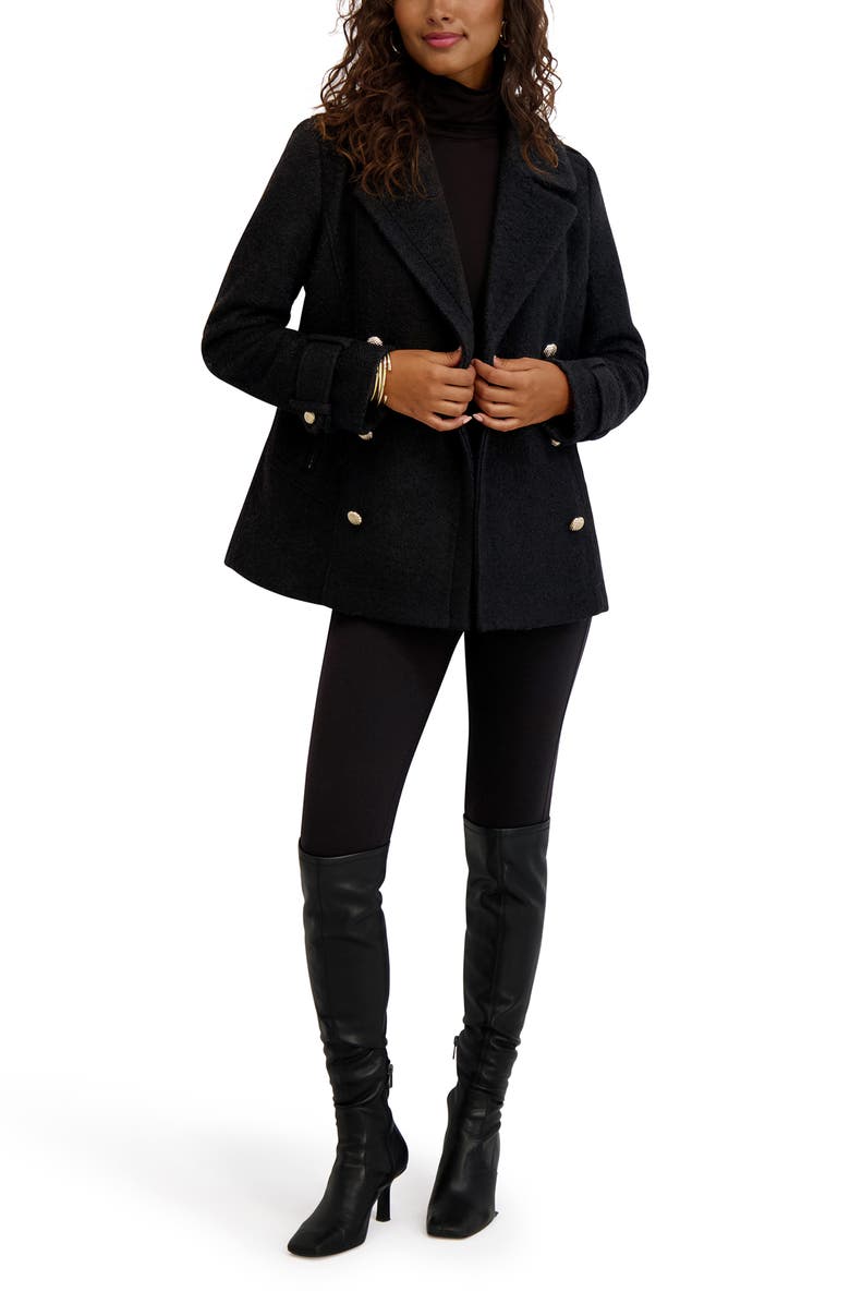 Kensie Bouclé Peacoat, Alternate, color, Black
