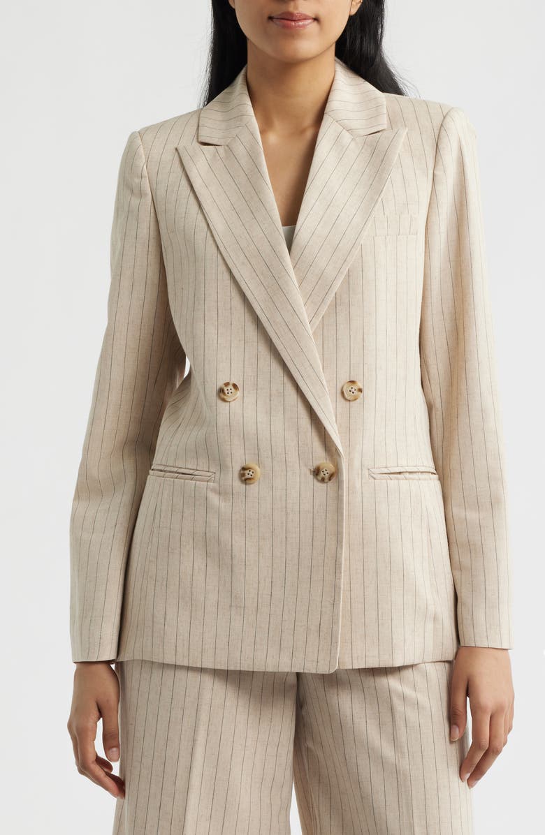 Tahari ASL Pinstripe Double Breasted Blazer, Alternate, color,