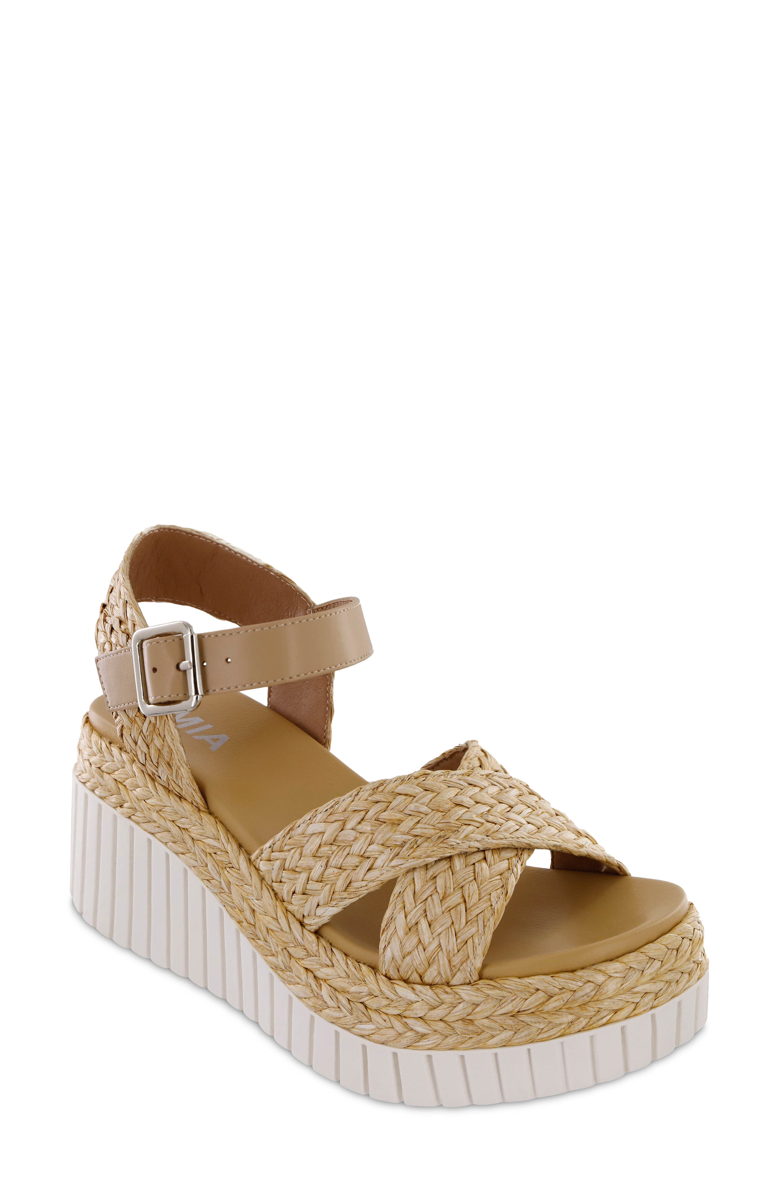 MIA Zamara Raffia Wedge Platform Sandal, Main, color, 