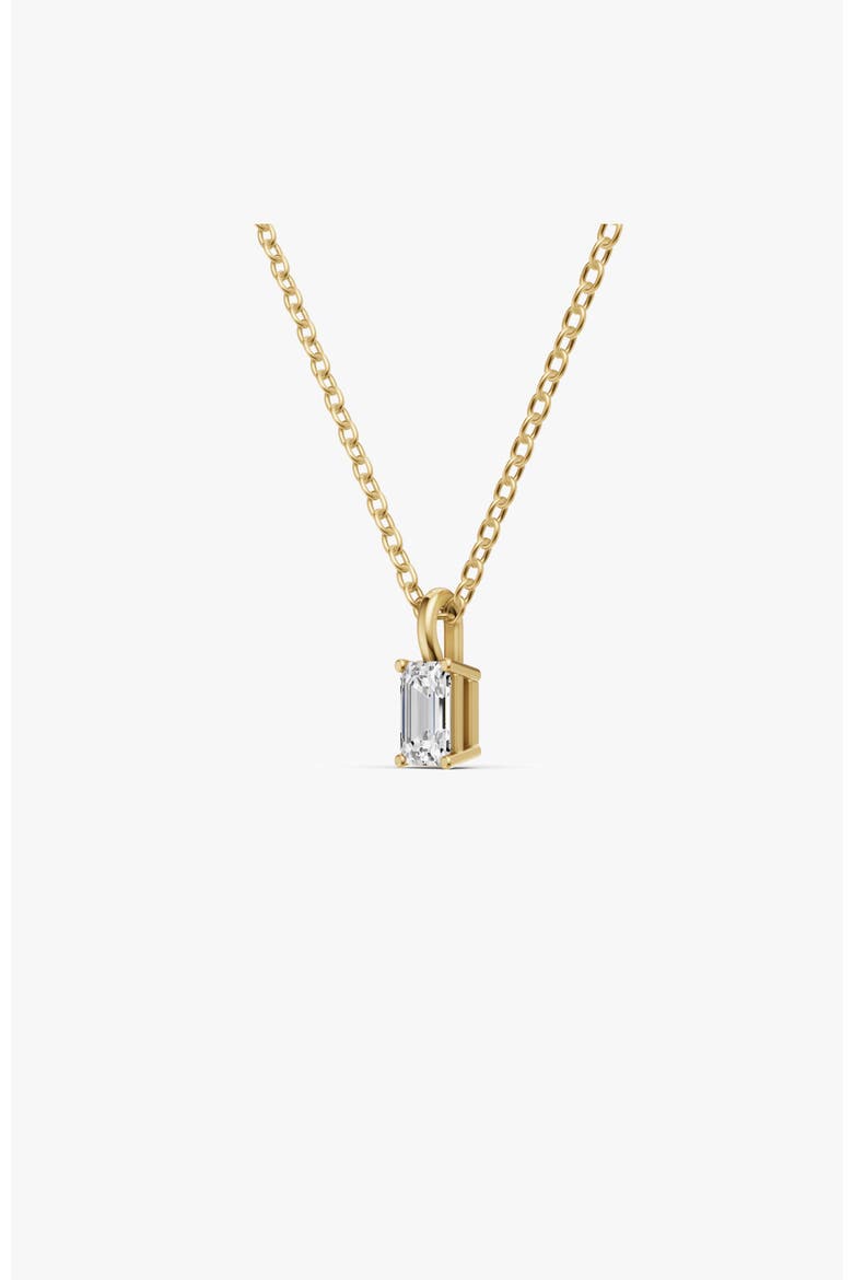 14K Gold 0.5 ct Lab Grown Emerald Cut Diamond Pendant with Prong, Alternate, color, Yellow Gold