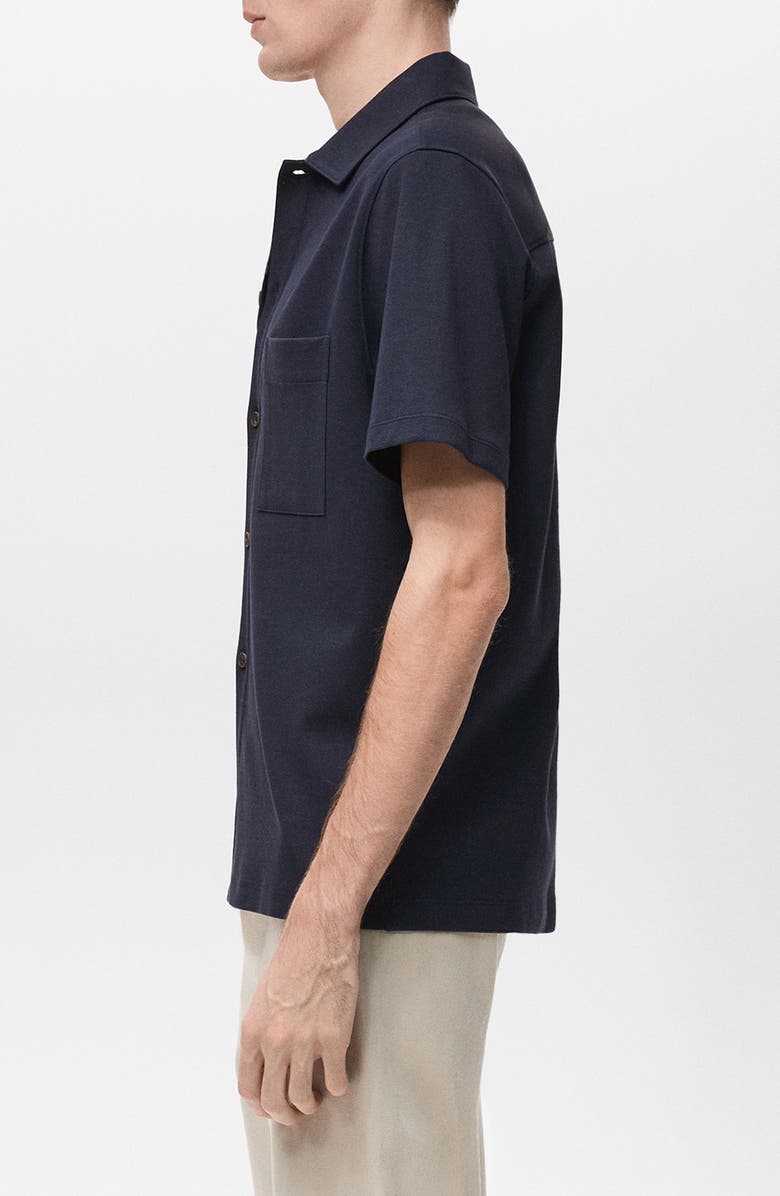 MANGO Short Sleeve Cotton Blend Button-Up Shirt, Alternate, color, 