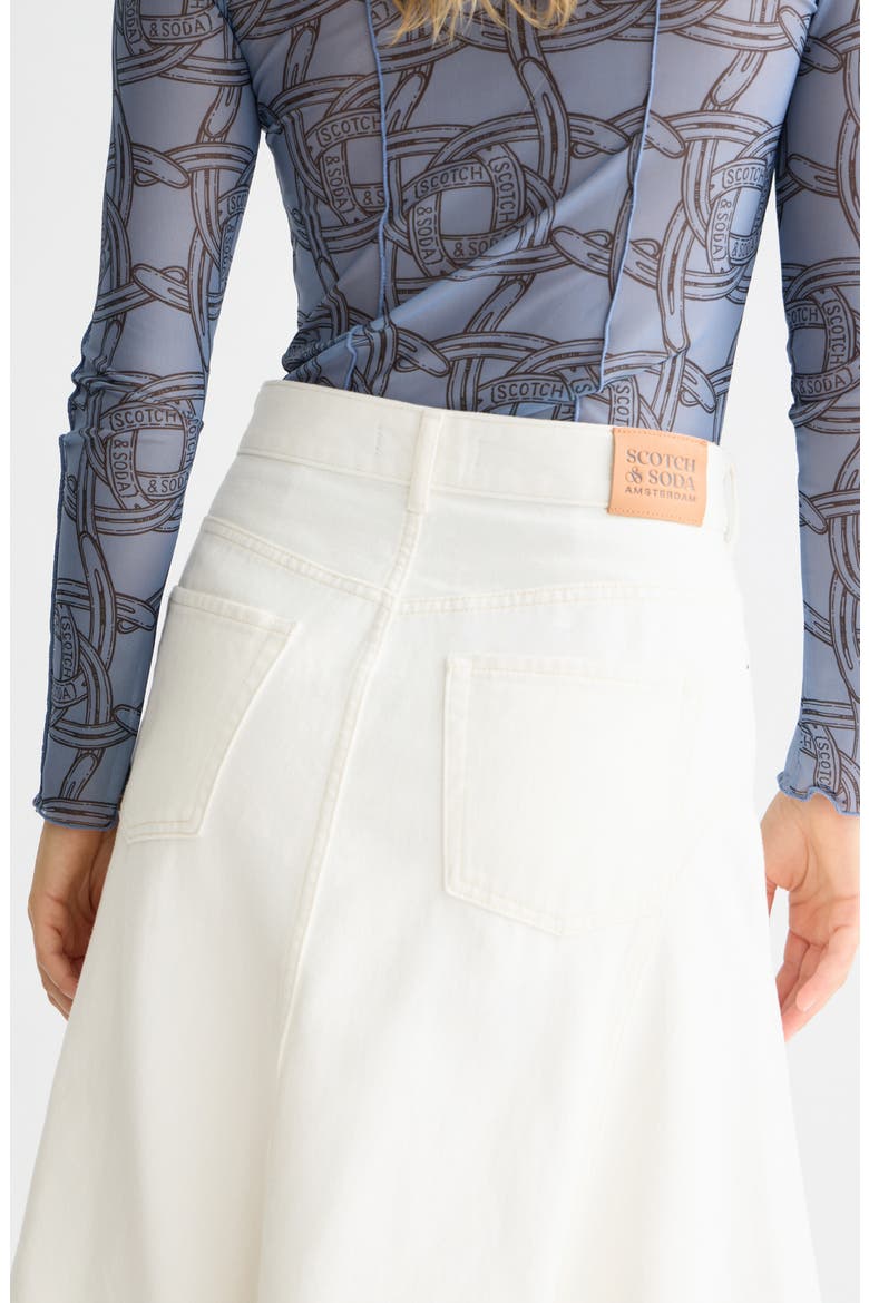 Nonstretch Denim Maxi Skirt, Alternate, color, STARDUST WHITE