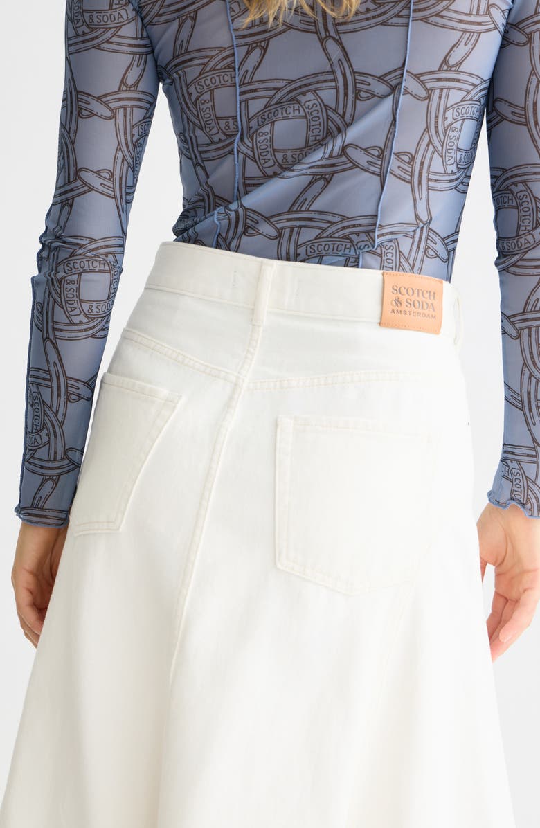 Scotch & Soda Nonstretch Denim Maxi Skirt, Alternate, color, Stardust White