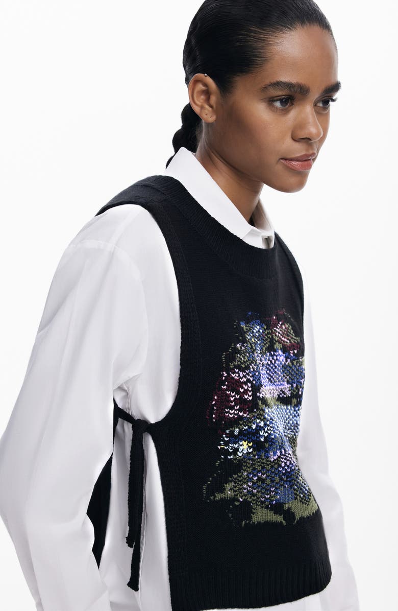 Desigual 2-in-1 Button-Up Shirt & Sweater Vest Set, Alternate, color, White