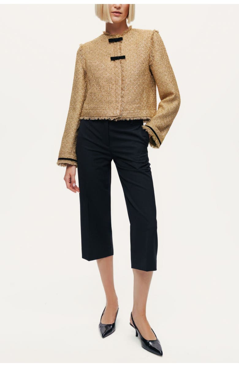 Nocturne Textured Cropped Jacket, Alternate, color, Gold