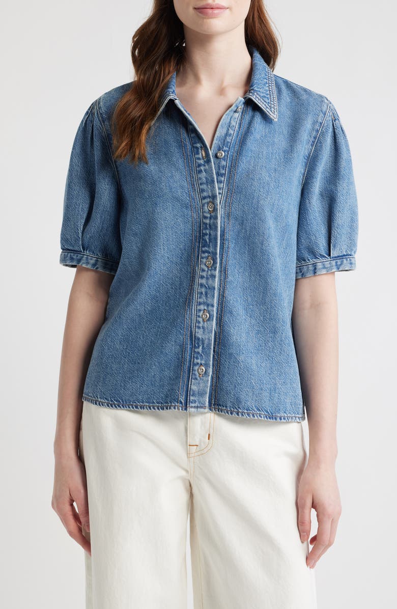 rag & bone Featherweight Taylor Short Sleeve Denim Button-Up Shirt, Main, color, Lyon