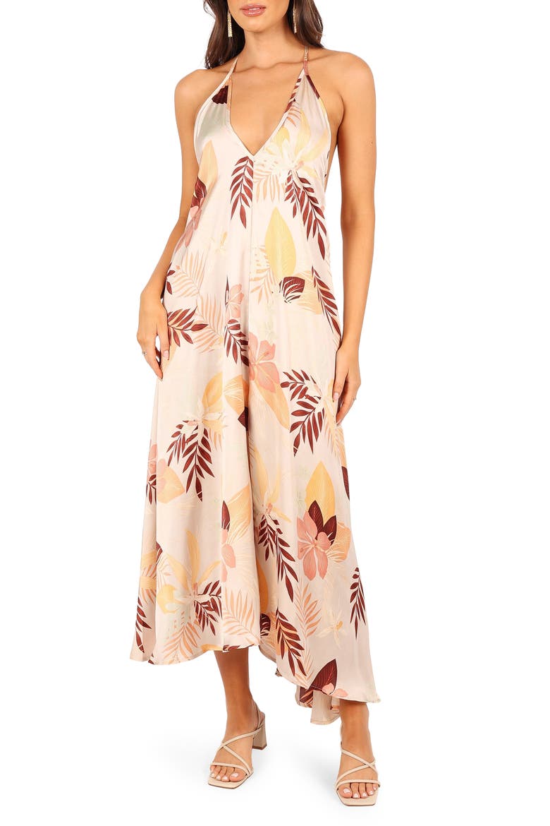 Rita Tropical Print Asymmetric Dress, Main, color, IVORY MULTI