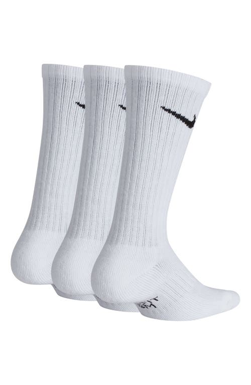 Nike Kids' Dri-fit Perforated Cushioned Crew Socks In 100 White/black