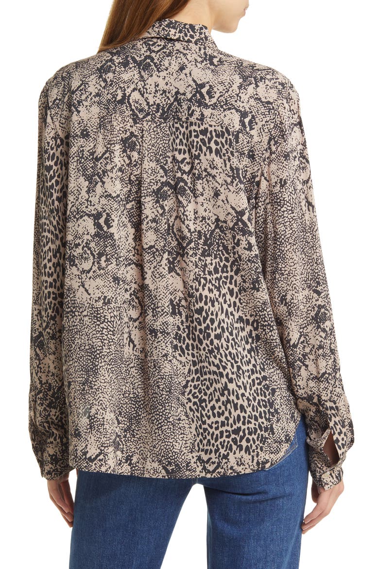 Josephine Print Button-Up Shirt, Alternate, color, TAUPE MIXED ANIMAL