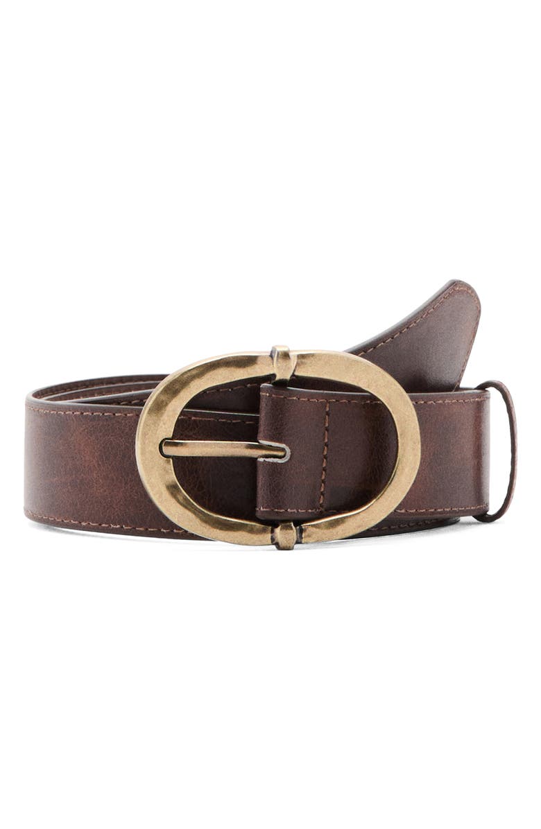MANGO Hammered Buckle Faux Leather Belt, Main, color, 