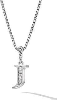 David Yurman Pavé Initial Pendant Necklace in Sterling Silver with Diamond