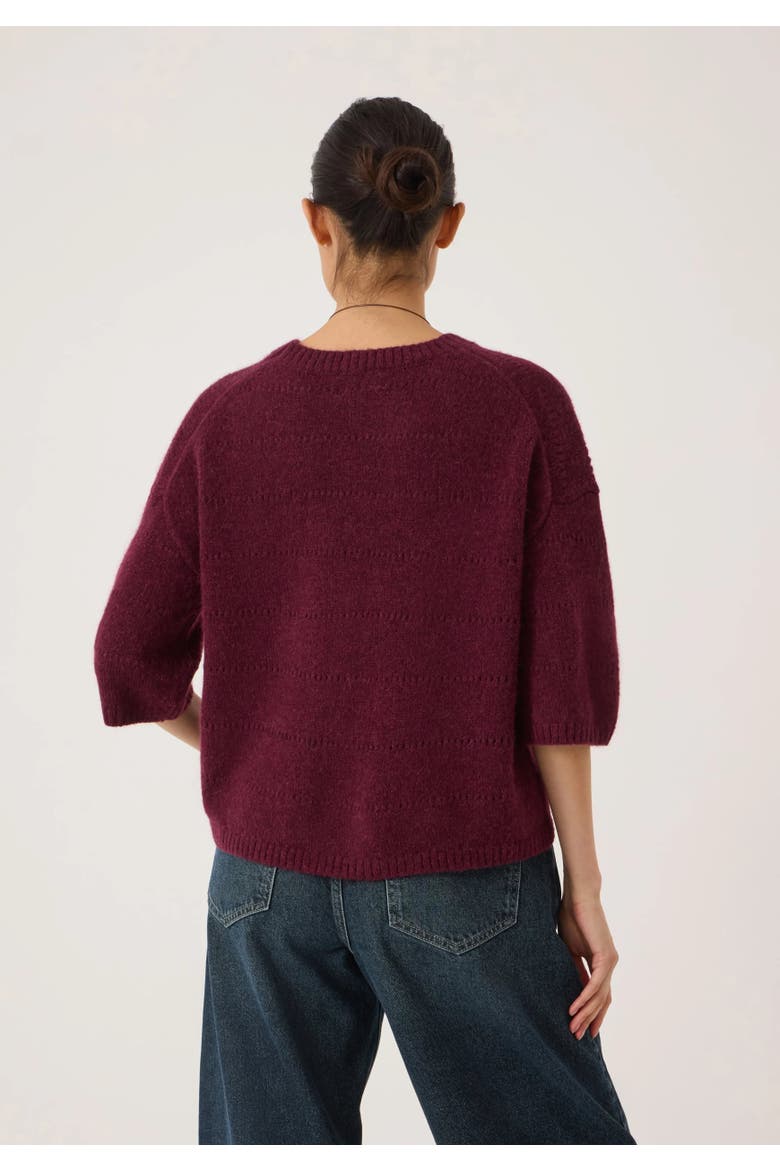 Arlette Gathered Sleeve Tee, Alternate, color, Burgundy Fig