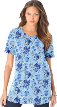 Roaman's Plus Size Cotton Ultimate Crewneck Tee