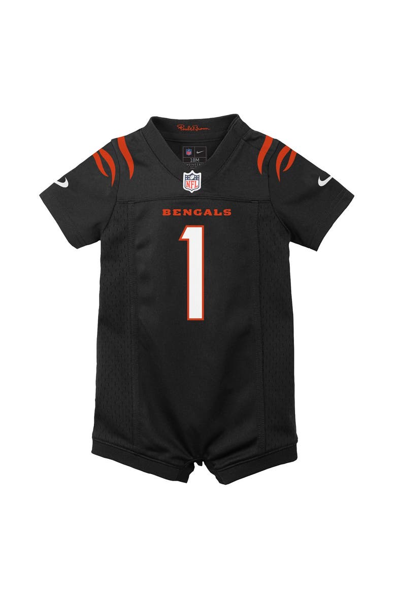 Newborn Nike Ja'Marr Chase Black Cincinnati Bengals Romper Game Jersey, Alternate, color, Black
