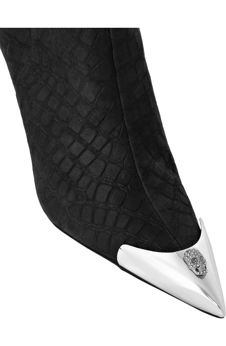 PHILIPP PLEIN Nubuck Mid-Heeled Low Boots 9 Women, Alternate, color, Black